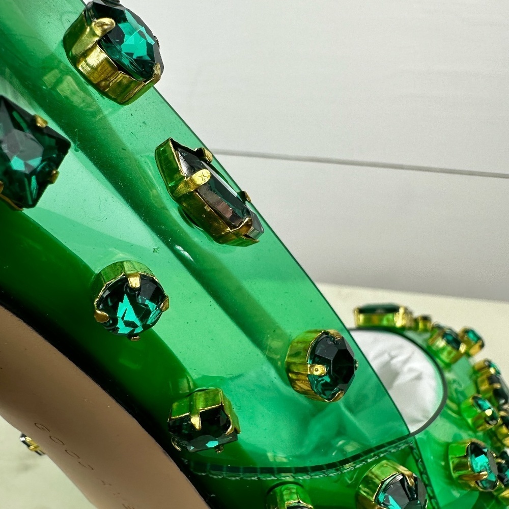 Good American Emerald Green Jeweled Pointed-Toe Stiletto Heels - Picture 4 of 9